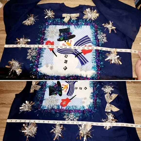 1 of a Kind Custom Handmade Ugly Christmas Sweater Womens Plus 2X 3X Mens XL XXL - Picture 8 of 8